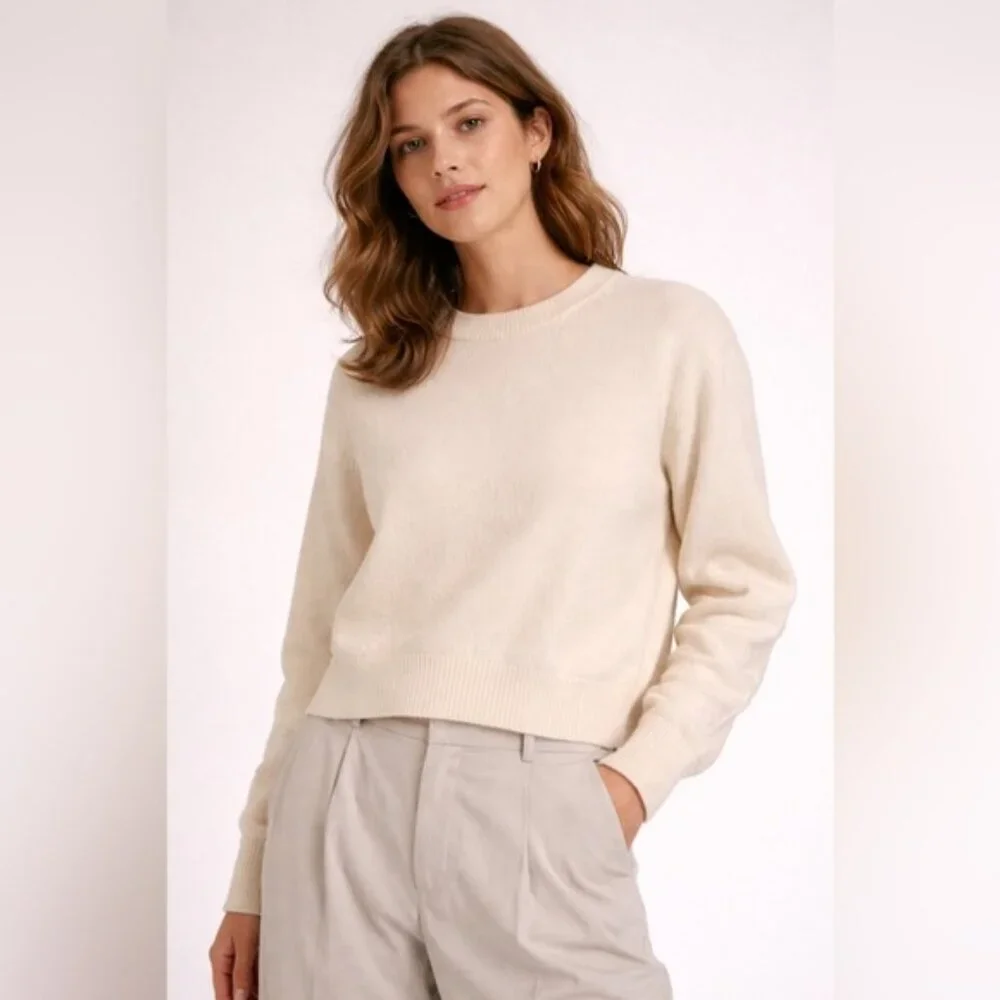UNIQLO Cream Knit Crewneck Sweater – Size S - Picture 1 of 6